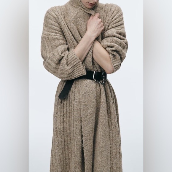 ZARA ~ RIBBED KNIT Thick COAT CARDIGAN - Picture 4 of 11